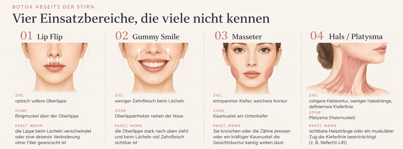 Grafik zum Thema vier Bereiche für Botox