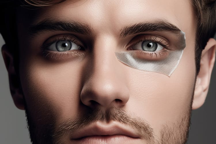 Mann mit gekennzeichneter Area ums Auge