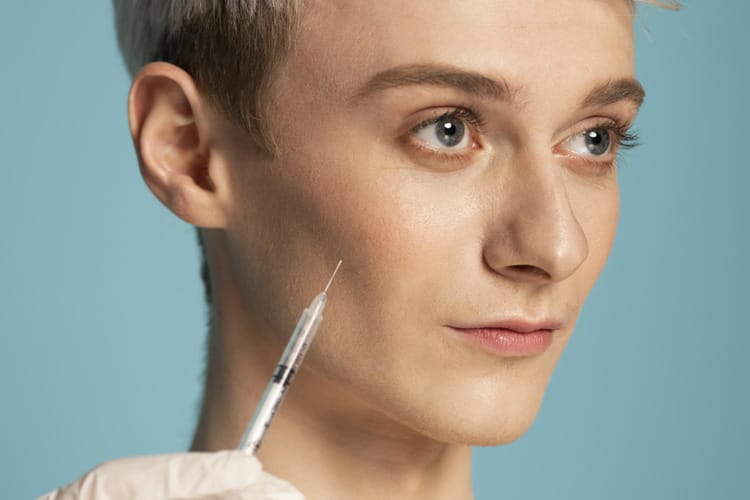 saubere Arbeit und sauberes Gesicht mit Spritze
