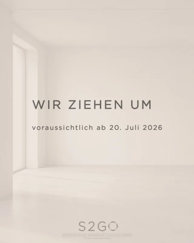 WIR ZIEHEN UM

Ab voraussichtlich 20.07.2026 begrüßen wir Sie an unserem neuen Standort im VIENNA TWENTYTWO.

📍 Adolf-Schärf-Platz 9 | 1220 Wien

Obergeschoss | TOP 2

Unsere Kontaktdaten bleiben unverändert und Terminvereinbarungen sind weiterhin wie gewohnt möglich.

Wir freuen uns darauf, Sie bald in unseren neuen Räumlichkeiten willkommen zu heißen.

#plastischechirurgie #ästhetischemedizin #wien #viennatwentytwo #beautyclinic #s2go